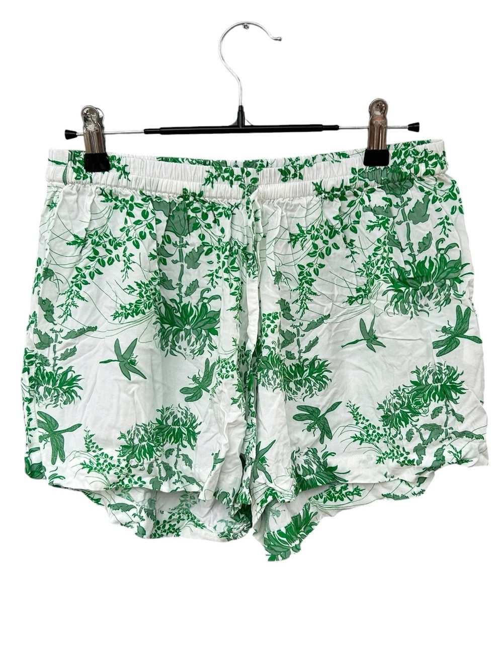 Piyama Green Botanical Print Summer Pajama Shorts - Drawstring - Size Small